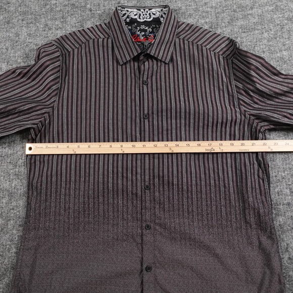Robert Graham Shirt Mens Large Gray Striped Button Down Knowledge Wisdom Truth - Picture 11 of 12